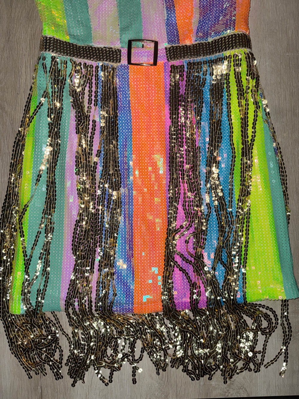 Multicolor Sequin Mini Dress with Bandana - Picture 3 of 13